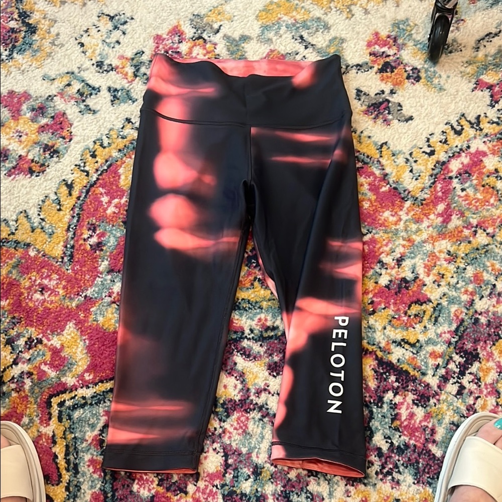 Peloton Black and Coral Leggings